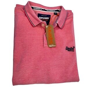 SUPERDRY PREMIUM Men’s Polo Shirt  Size 3XL Pink Short Sleeves NWT